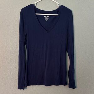 Old Navy Deep Blue V-Neck Long Sleeve Tee
